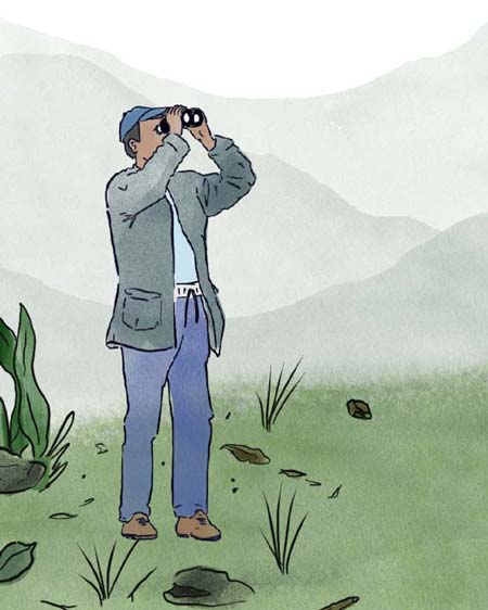 Ilustración de persona con unos binóculos